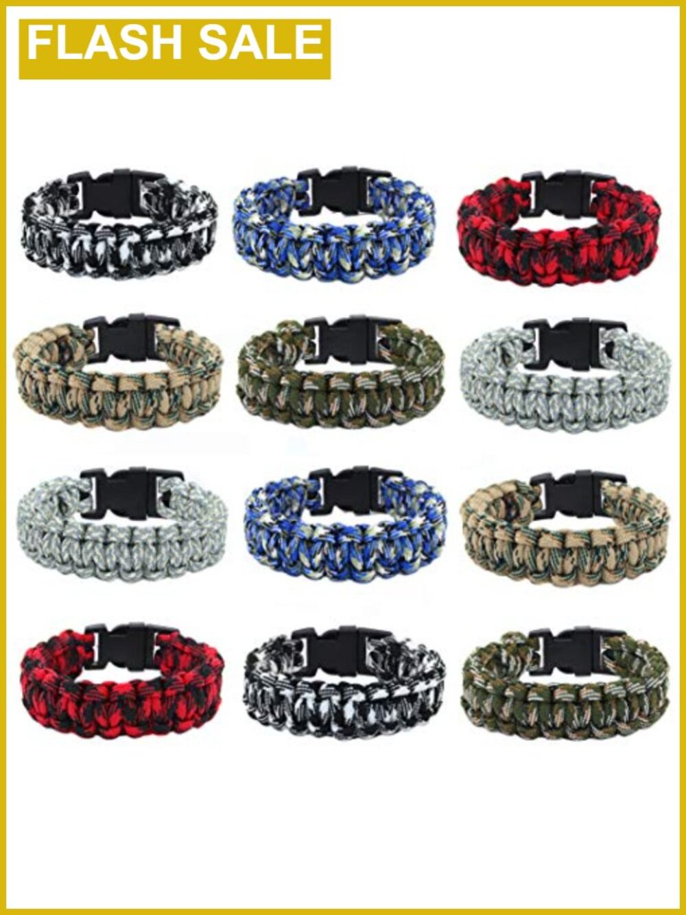 12 Pack Paracord Bracelets Tactical Survival Camping Wristband Set